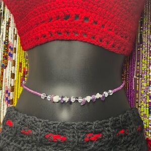 Amethyst crystal body jewelry  | waist bead